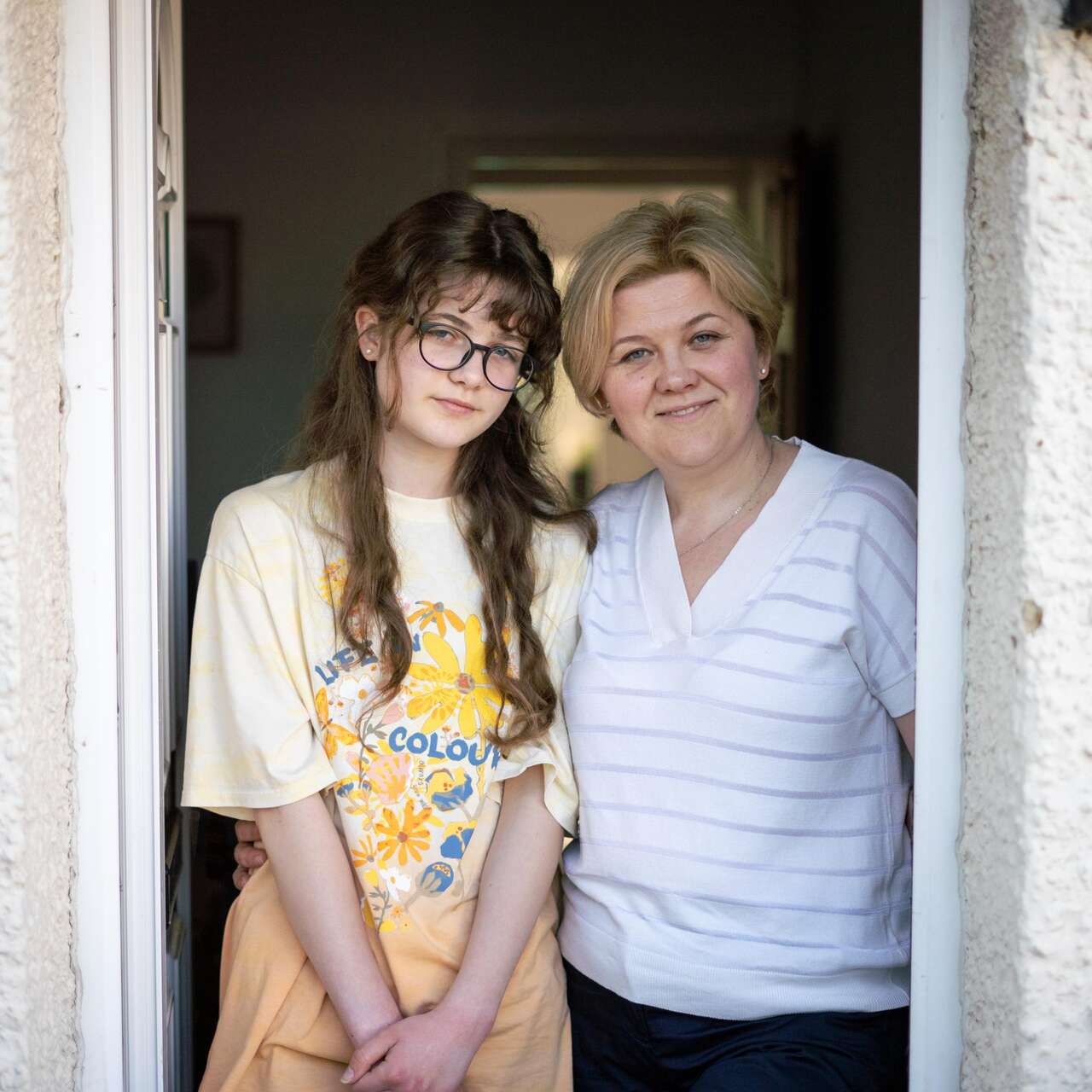 Margarita at her home with her daughter in Kent, England.